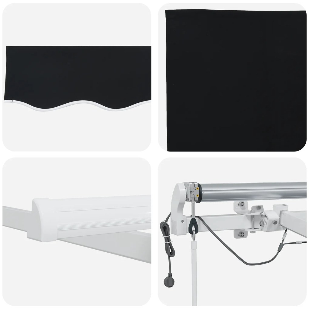 Toldo Retrátil Automático vidaXL com LED Preto 600x350 cm
