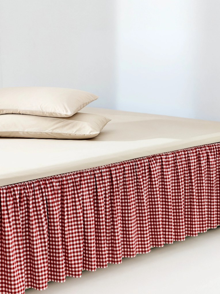 Saia de cama xadrez em algodão com folhos Twyla