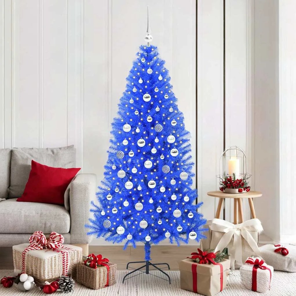 vidaXL Árvore de Natal com 300 LEDs com suporte Azul 180 cm PVC