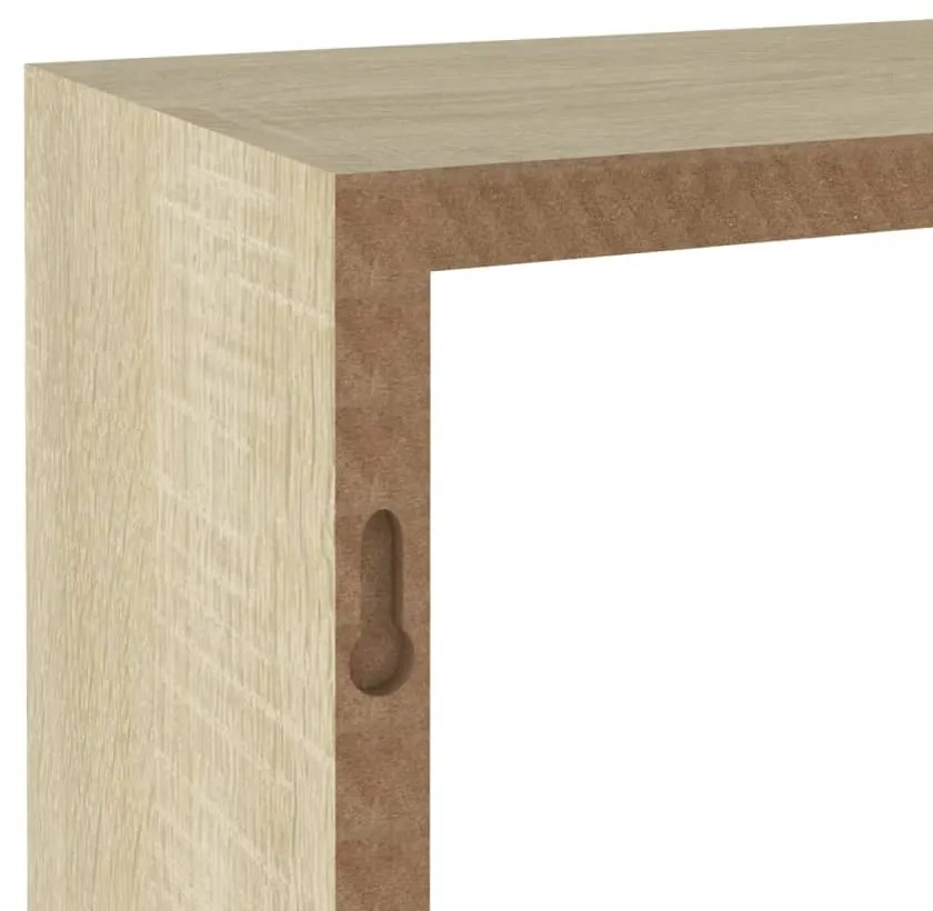 Prateleiras de parede forma de cubo 3pcs cm cor carvalho sonoma