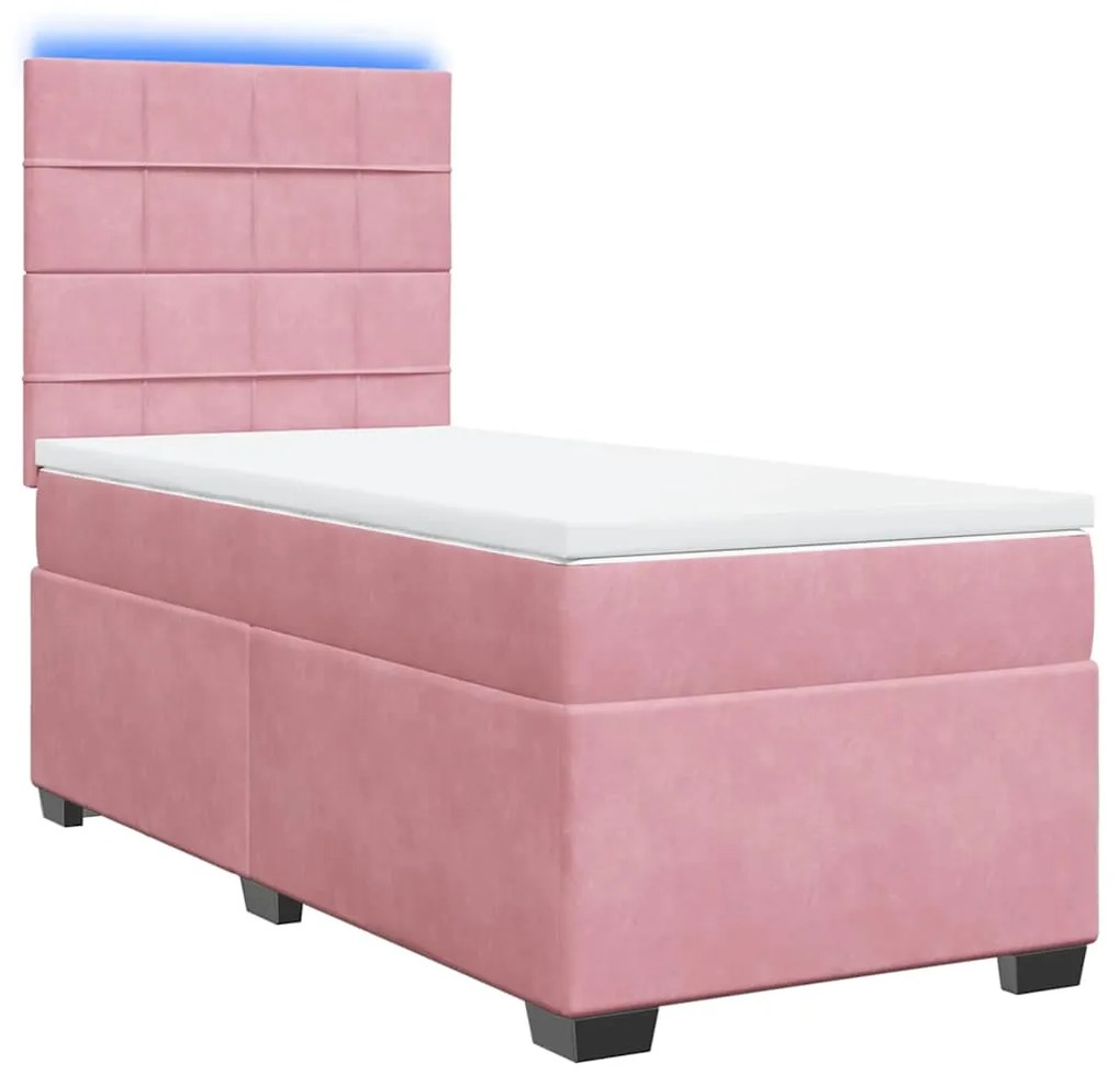 Cama com molas/colchão 100x200 cm veludo rosa