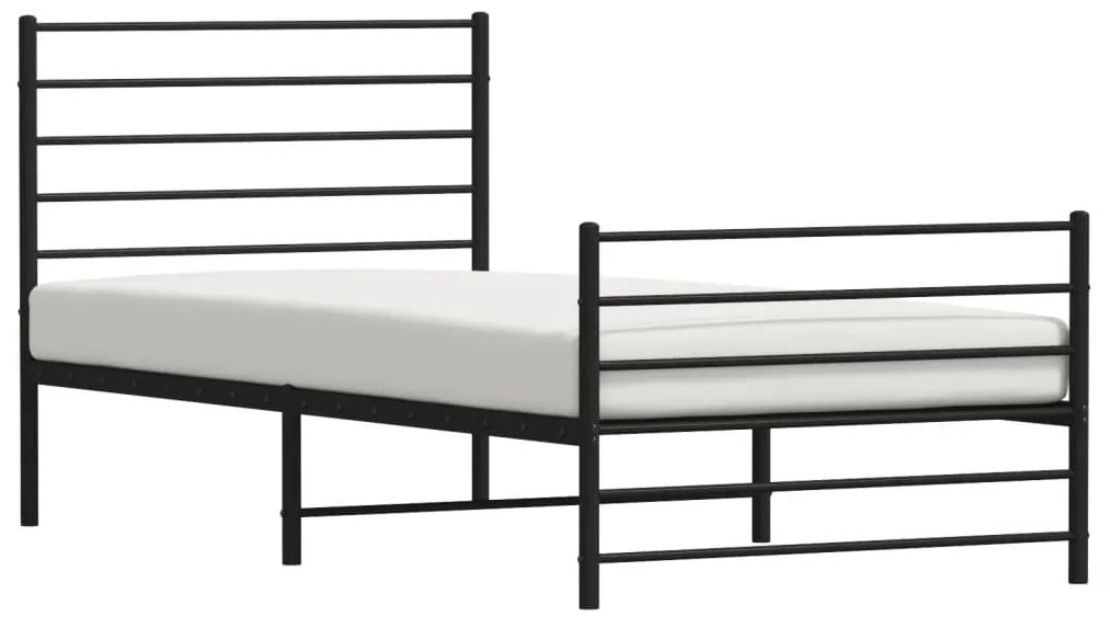 Estrutura de cama com cabeceira e pés 107x203 cm metal preto