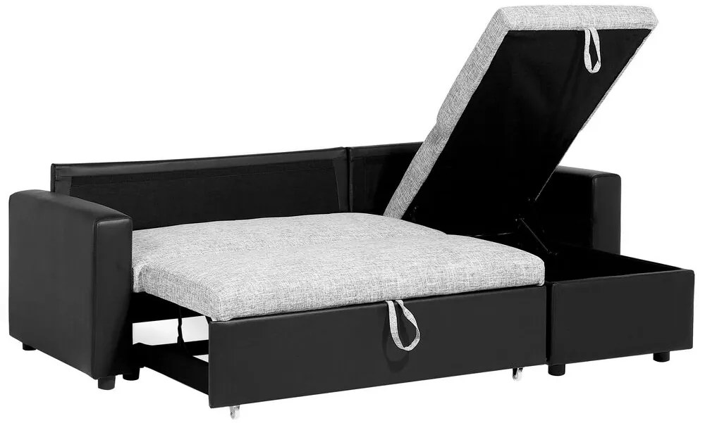 Sofá-cama de canto à esquerda com 3 lugares em tecido cinzento TAMPERE Beliani