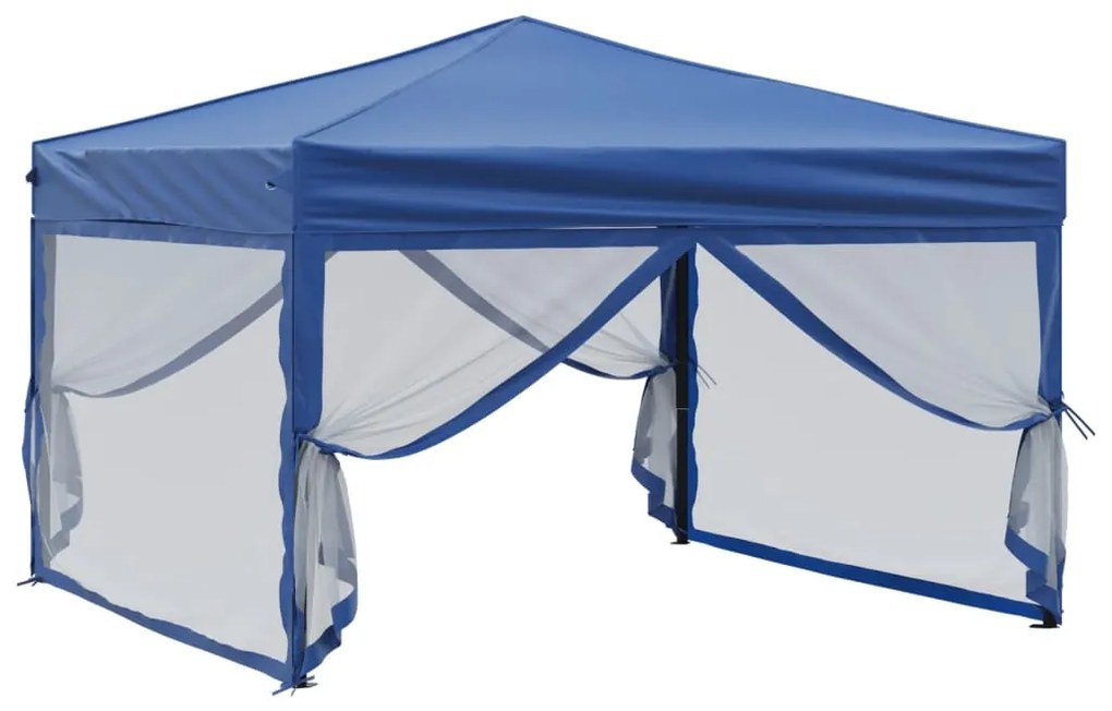 Tenda para festas dobrável com paredes laterais 3x3 m azul