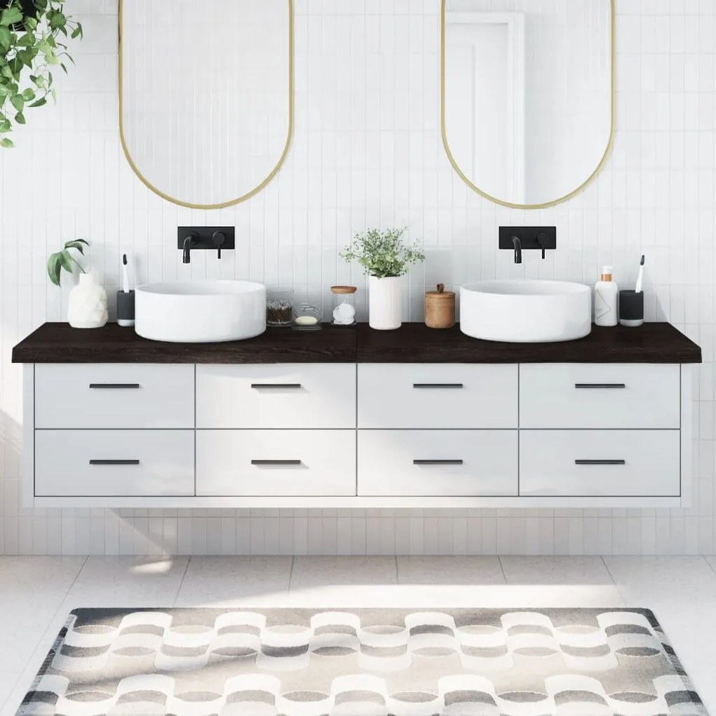 vidaXL Bancada p/ WC 220x50x(2-6)cm madeira tratada maciça castanho