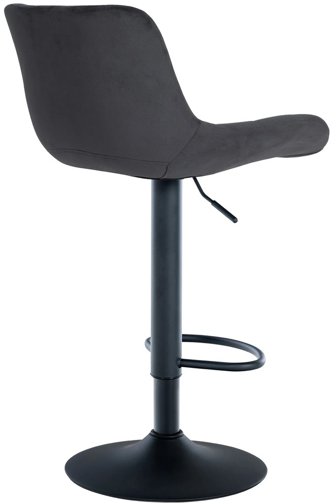 Banco de bar Tover em veludo e com estrutura preta 48 x 81-105 x 54 cm Preto
