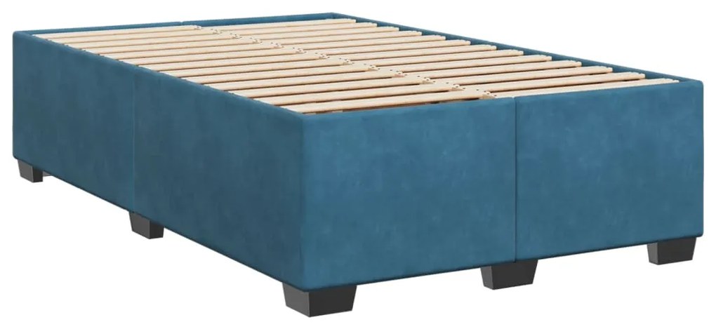 Cama boxspring com colchão 120x200 cm veludo azul