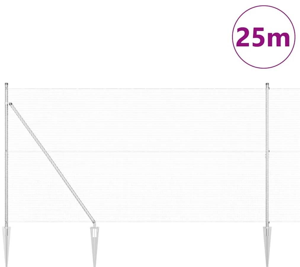 Cerca de Arame Soldado com 13 Postes em Pique 1.5x25 m Aço Galvanizado