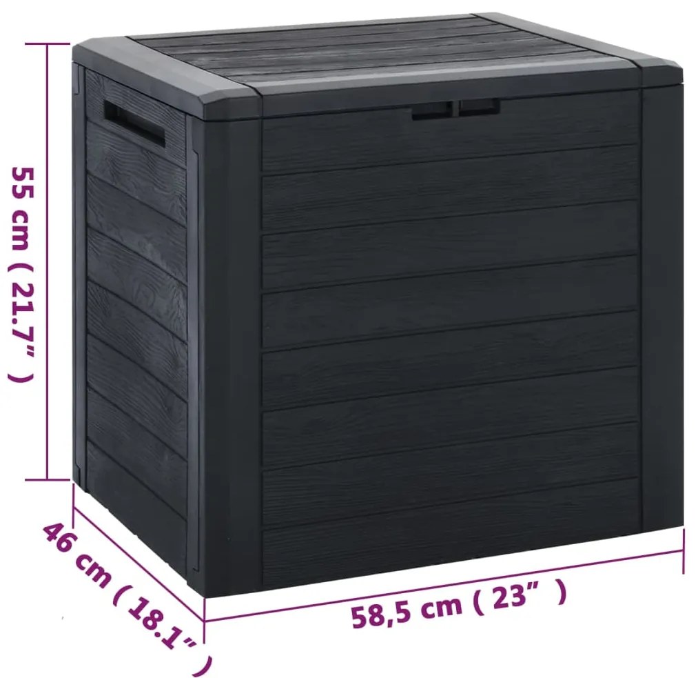 Caixa arrumação p/ jardim 58,5x46x55 cm polipropileno antracite