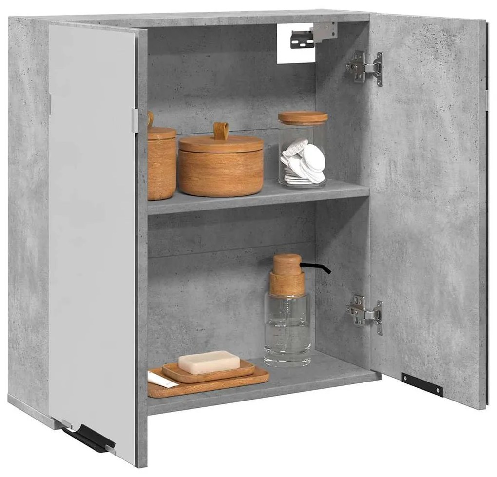vidaXL Armário com espelho para casa banho 64x20x66,5cm cinzento betão