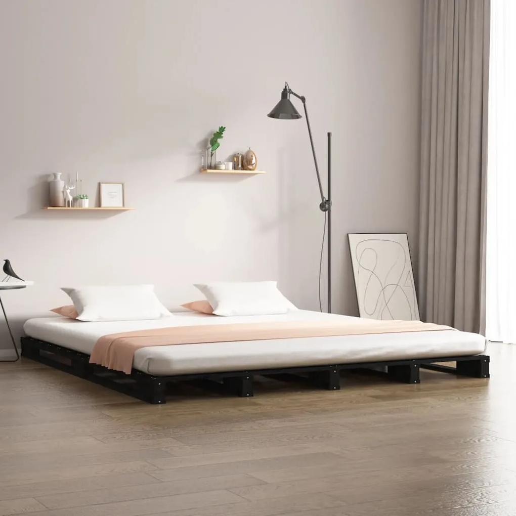 Estrutura de cama 160x200 cm madeira de pinho maciça preto