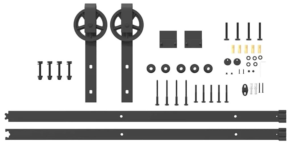 Kit de ferragens para porta deslizante 200 cm aço preto