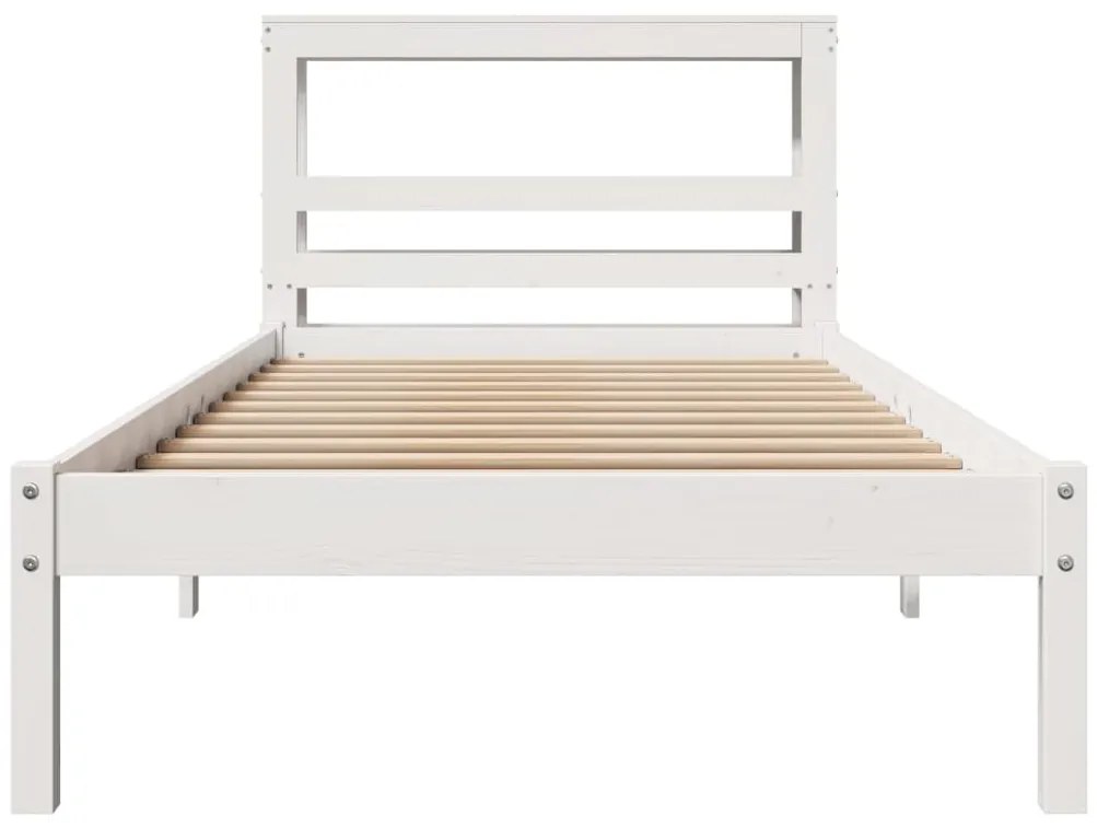 Cama sem colchão 75x190 cm madeira de pinho maciça branco