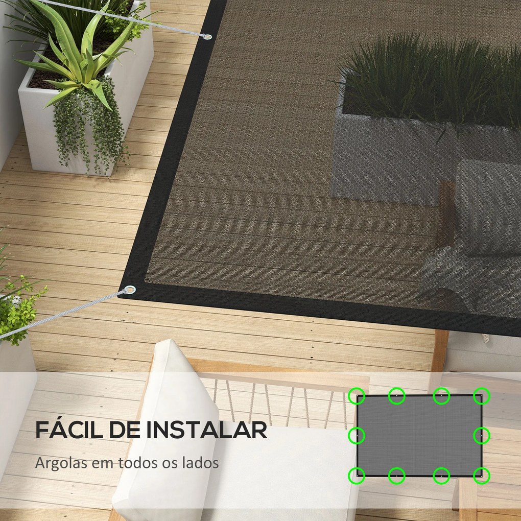 Vela de Sombra Retangular 3x2 m Toldo Vela para Jardim Proteção Solar