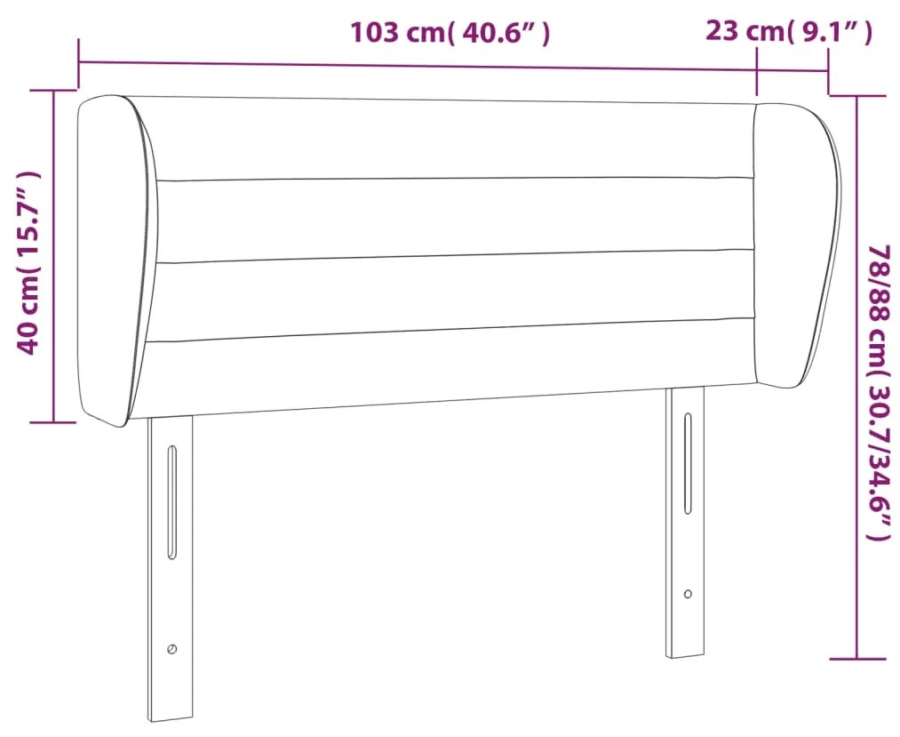 Cabeceira de cama c/ abas tecido 103x23x78/88 cm cinzento-claro