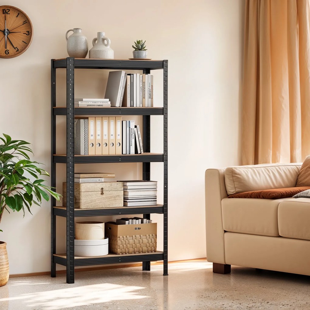 Estante de aço para cargas pesadas 30 x 75 x 150 cm cinza + preto