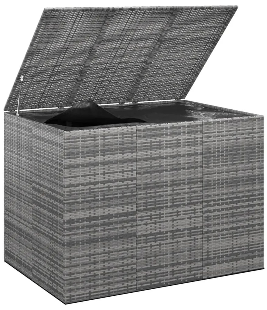 Caixa para almofadões de jardim 145x100x103 cm vime PE cinzento