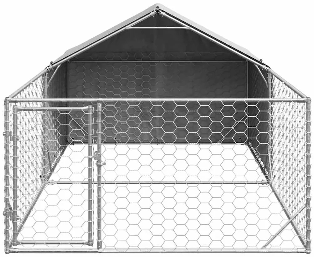 Canil exterior para cães com corredor 5x2x1,5 m aço galvanizado