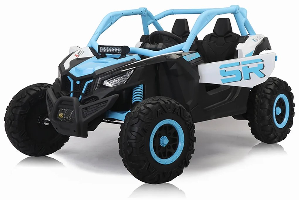 Carro elétrico para Crianças 24V 4x4 2 Lugares Buggy SR SUPER 66 Rodas de espuma EVA, Assento Couro Azul