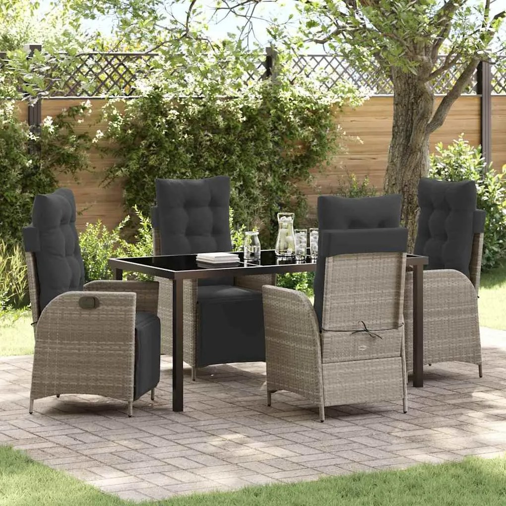 vidaXL Conjunto de Jantar de Jardim com 5 Peças em Rattan Cinza Claro