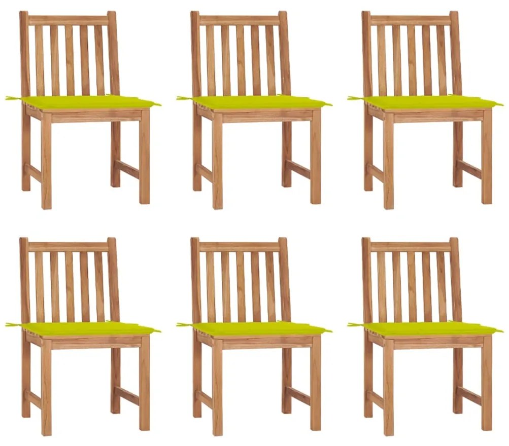 vidaXL Cadeiras de jardim 6 pcs c/ almofadões madeira de teca maciça