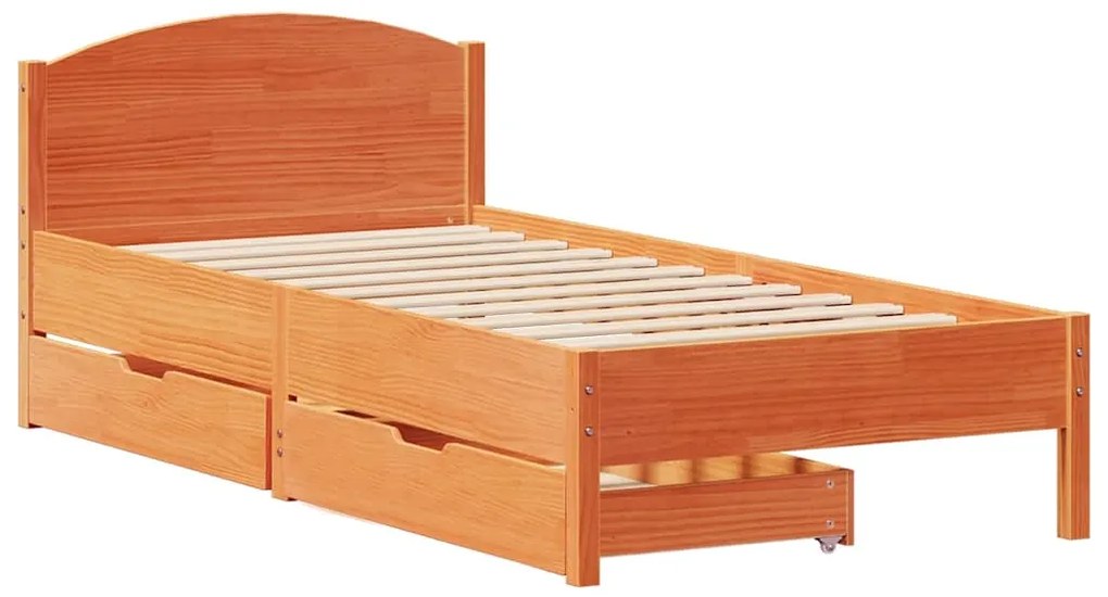 Cama sem colchão 100x200 cm pinho maciço castanho-mel