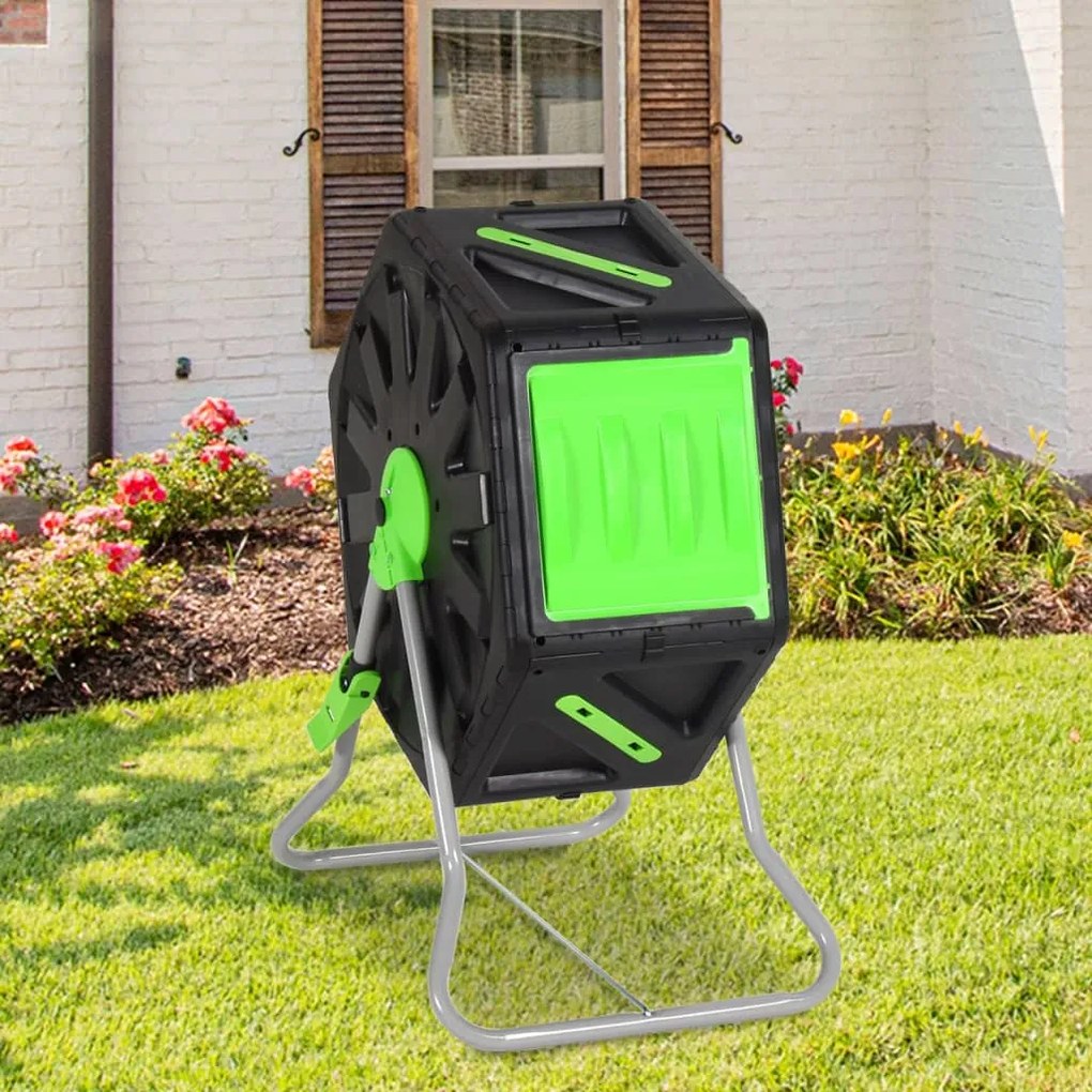 vidaXL Compostor de tambor giratório 60x43x74 cm 70 L polipropileno