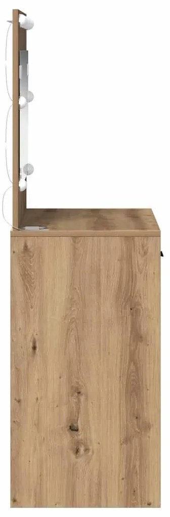 Mesa de Maquiagem com Luzes LED Carvalho Artesanal 78,5x41x135 cm