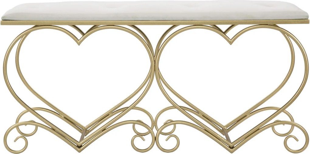BANCO CORAÇÃO 105X37,5X51,5 CM DOURADO E CREME