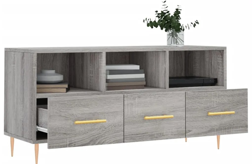 Móvel de TV 102x36x50 cm derivados de madeira cinzento sonoma