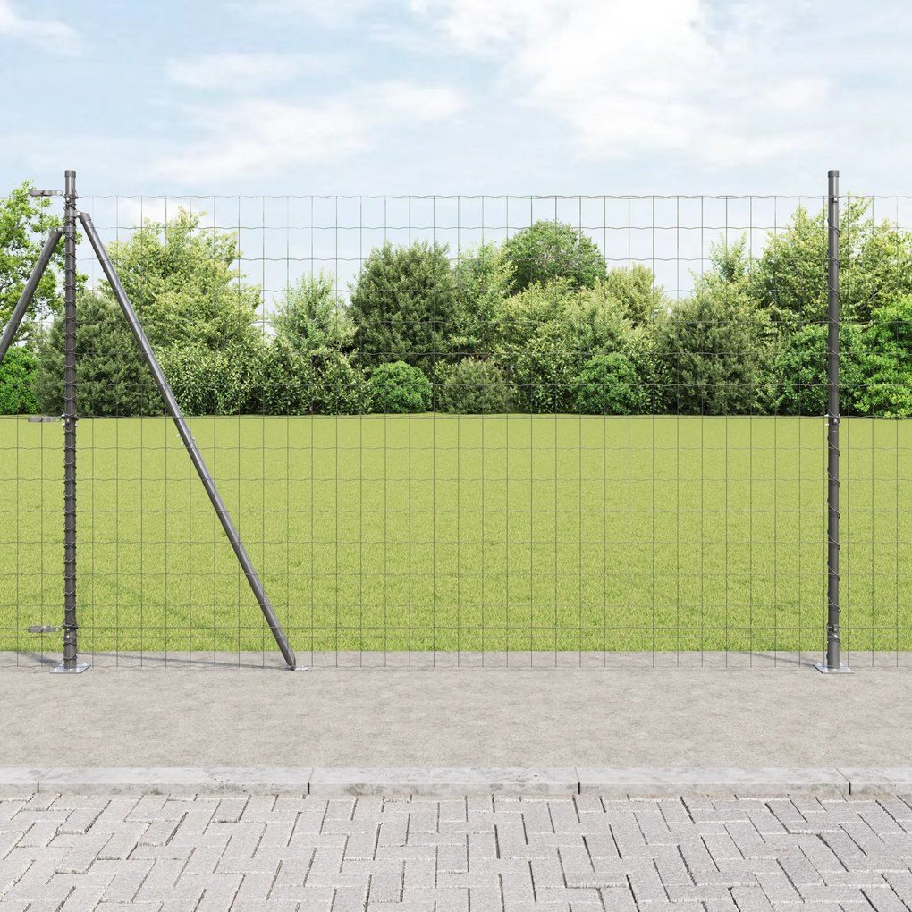 Cerca Euro com 7 Postes Flangeados 1,5x10 m Aço Galvanizado