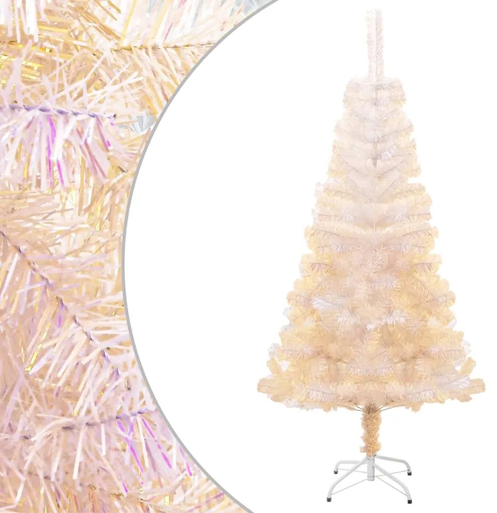vidaXL Árvore Natal artificial + pontas iridescentes 150 cm PVC branco