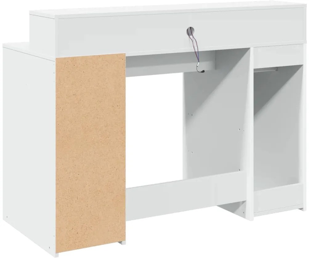Secretária c/ luzes LED 120x55x91cm derivados de madeira branco