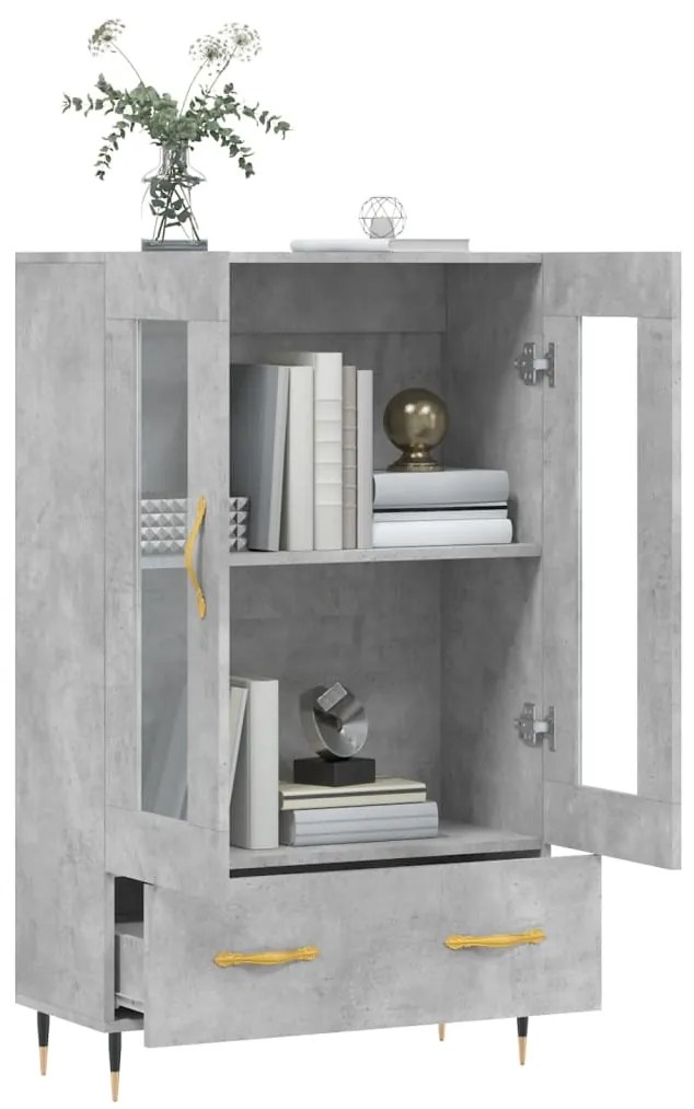 Aparador alto 69,5x31x115 cm derivados de madeira cinza-cimento