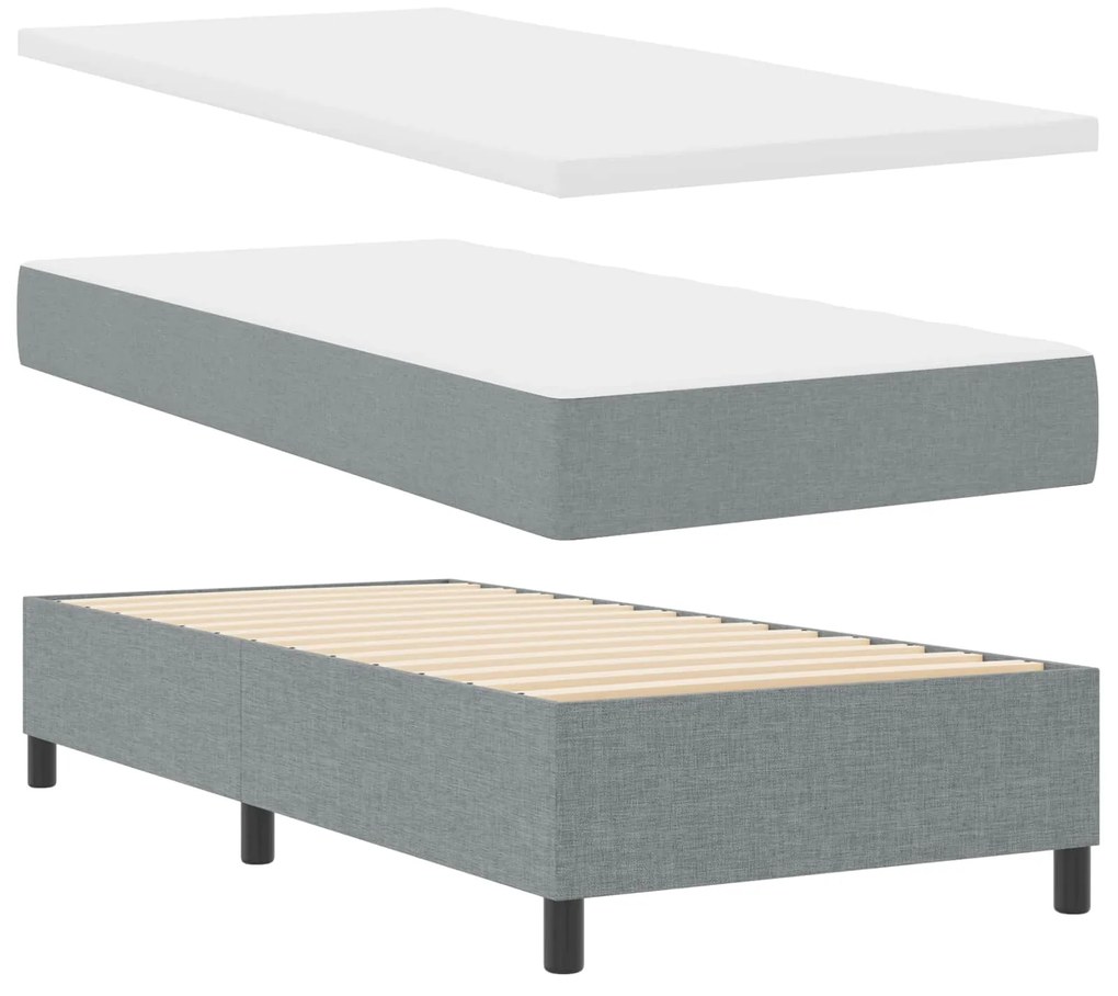 vidaXL Cama Box com colchão com led Cinzento-claro 100 x 200 cm tecido