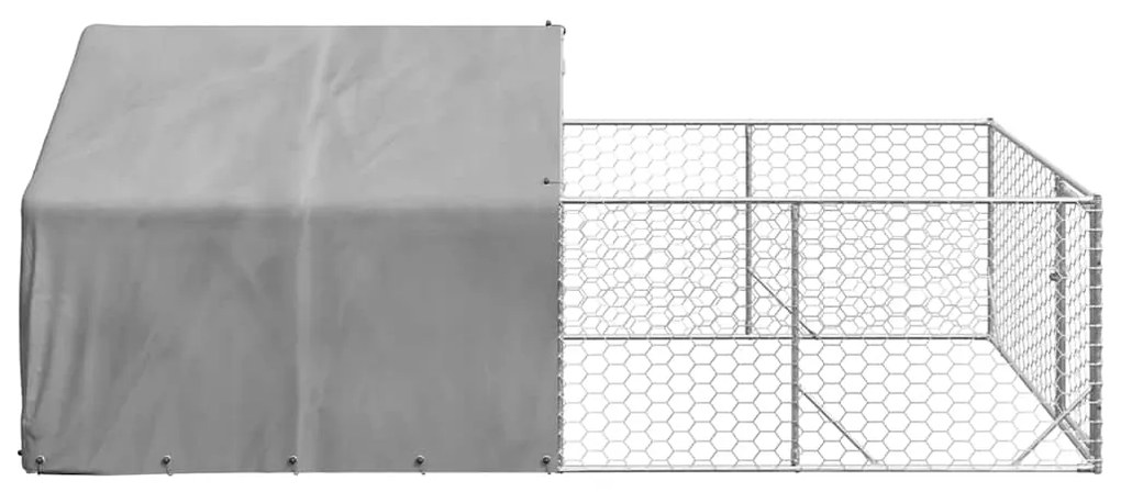 Canil exterior para cães com corredor 4x2x1,5 m aço galvanizado
