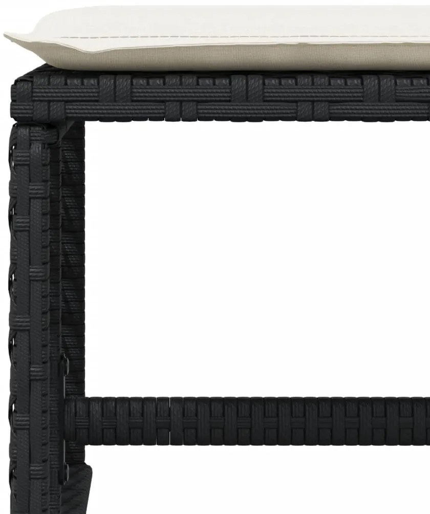11 pcs conjunto de jantar p/ jardim c/ almofadões vime PE preto