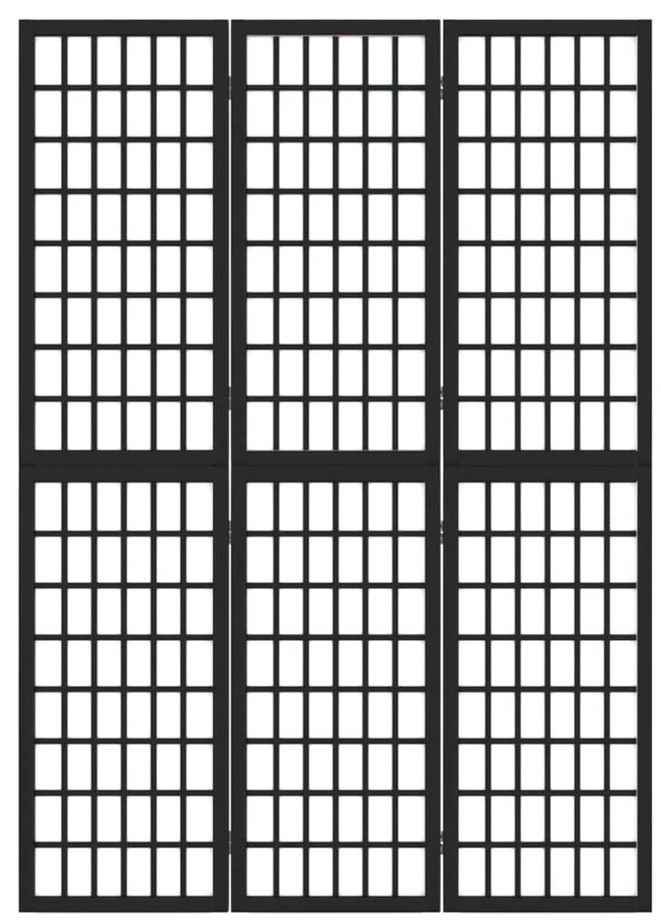 Biombo dobrável com 3 painéis estilo japonês 120x170 cm preto