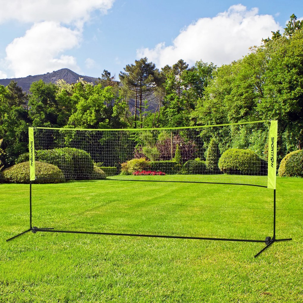 Rede de Badminton Portátil, 420 x 103 x 155 cm, Altura Ajustável, Preto