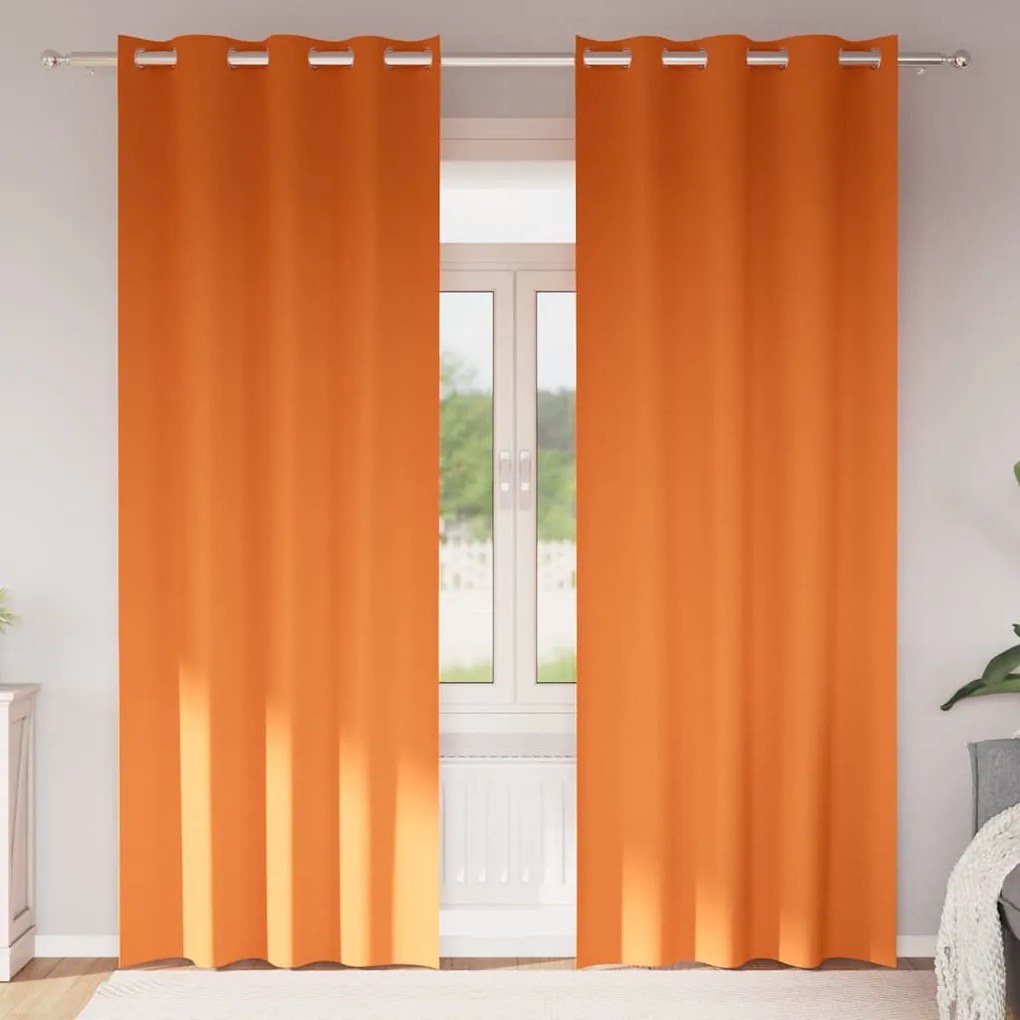 vidaXL Cortinas Blackout com Argolas 2 pcs Laranja Brilhante