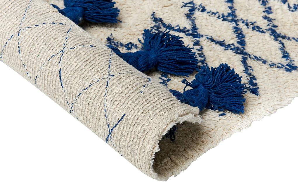 Tapete de algodão creme e azul 80 x 150 cm ERZINCAN Beliani