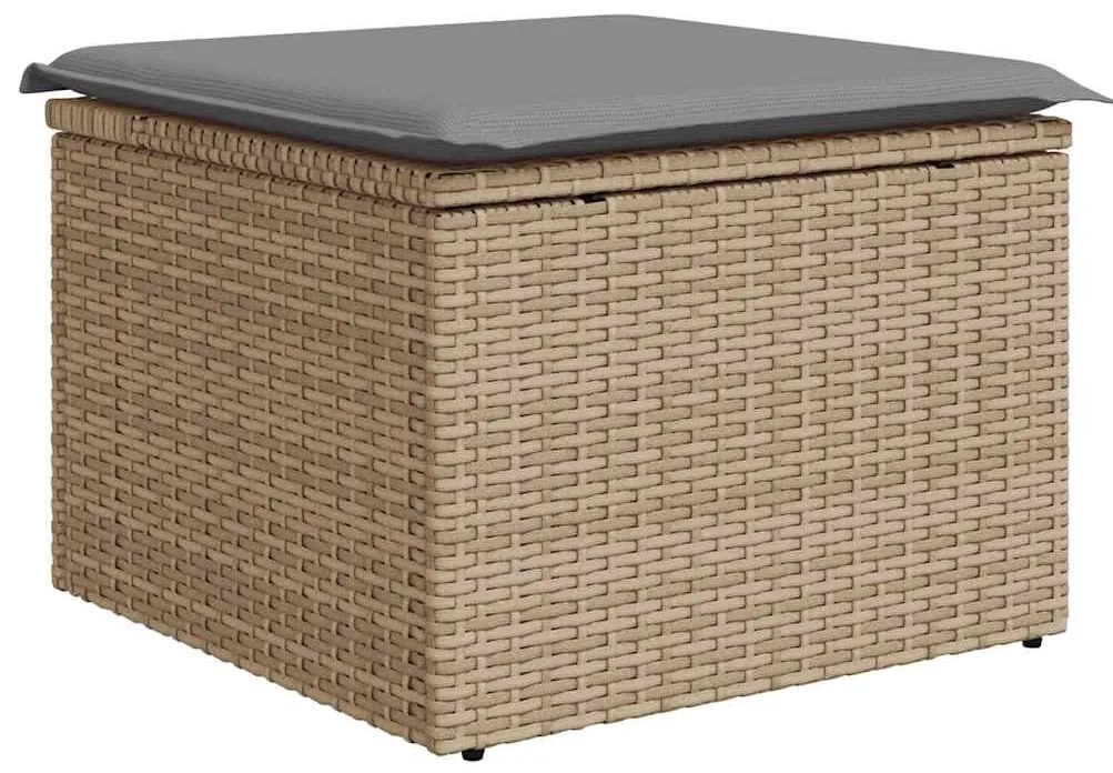 8 pcs conjunto de sofás p/ jardim com almofadões vime PE bege