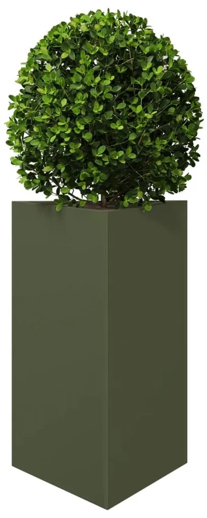 Vaso/floreira jardim triangular 50x43x75 cm aço verde-azeitona