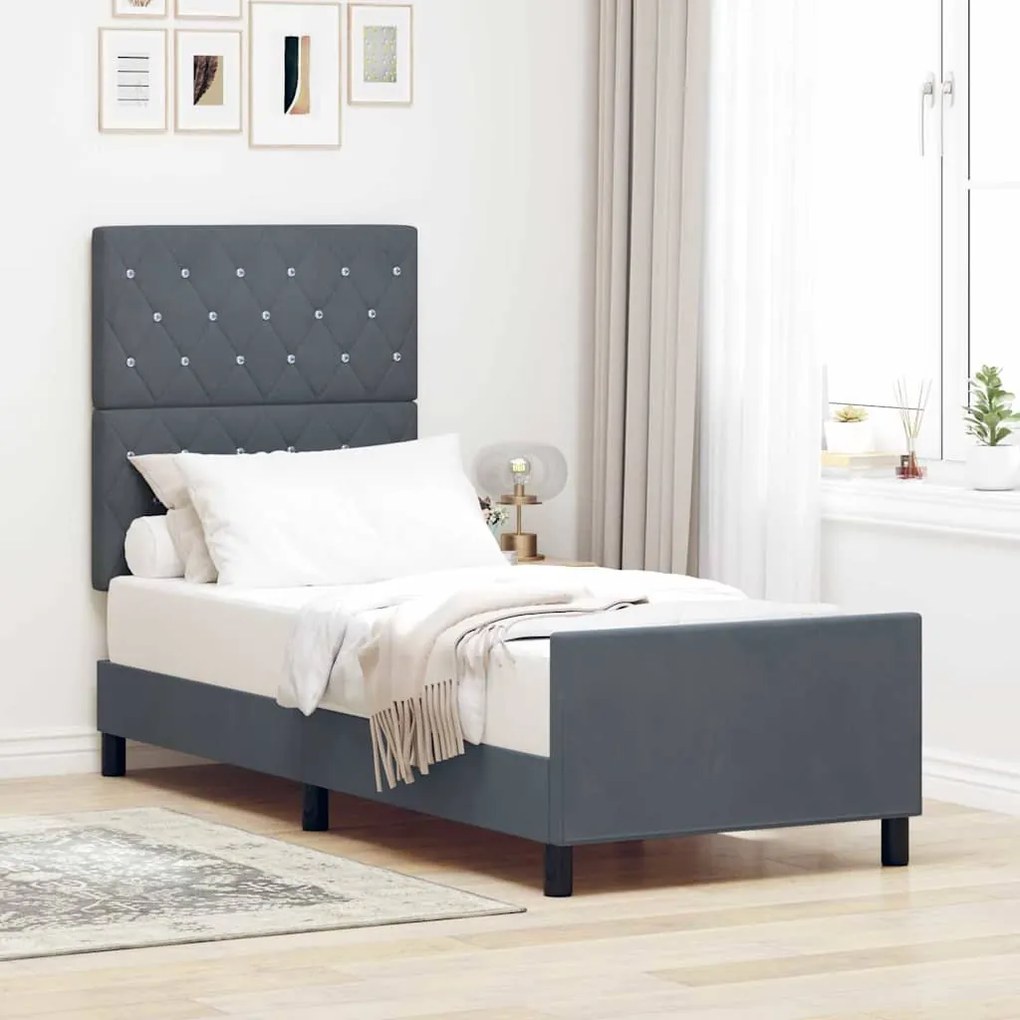 Cama vidaXL Cinza Escuro 80x200 cm Veludo