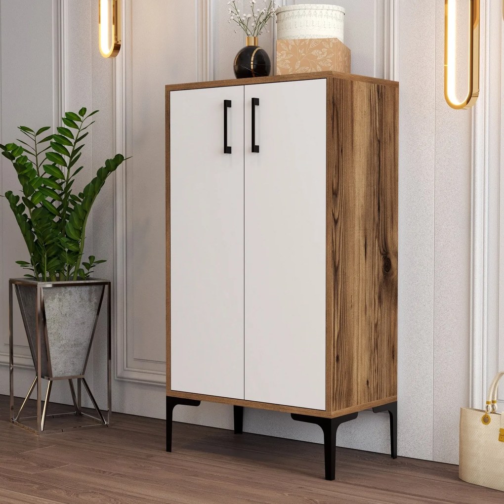 Sapateira Prag – Nogueira e Branco – 60 cm x 111 cm x 35 cm