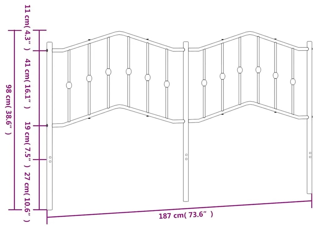 Cabeceira de cama 180 cm metal branco