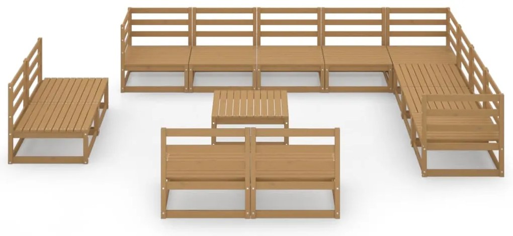13 pcs conjunto lounge de jardim pinho sólido castanho mel