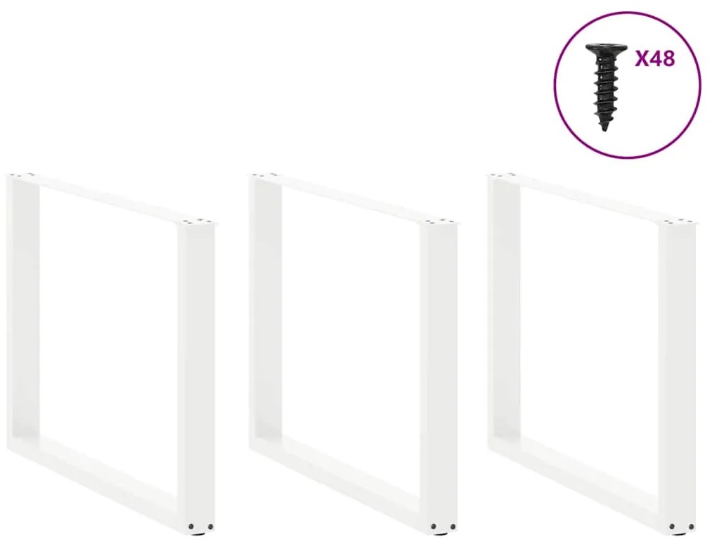 Pés de mesa de jantar em forma de U, 3 peças, branco, 100x (72-73) cm,