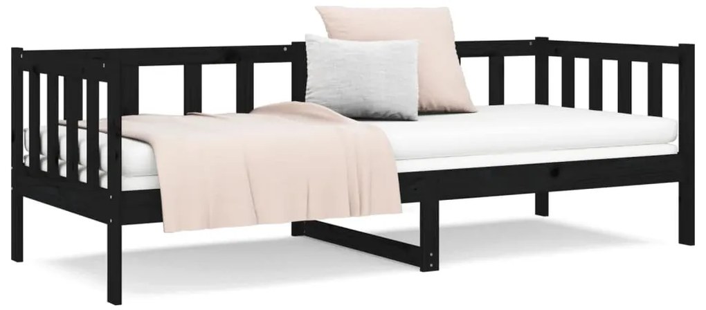 Sofá-cama 80x200 cm madeira de pinho maciça preto
