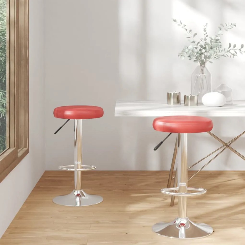 vidaXL Bancos de bar 2 pcs couro artificial vermelho tinto